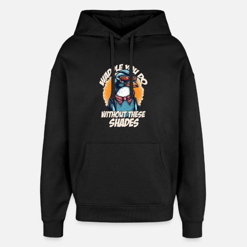 Cool styled penguin with sunglasses - Oversized Unisex Hoodie by Stanley/Stella - black