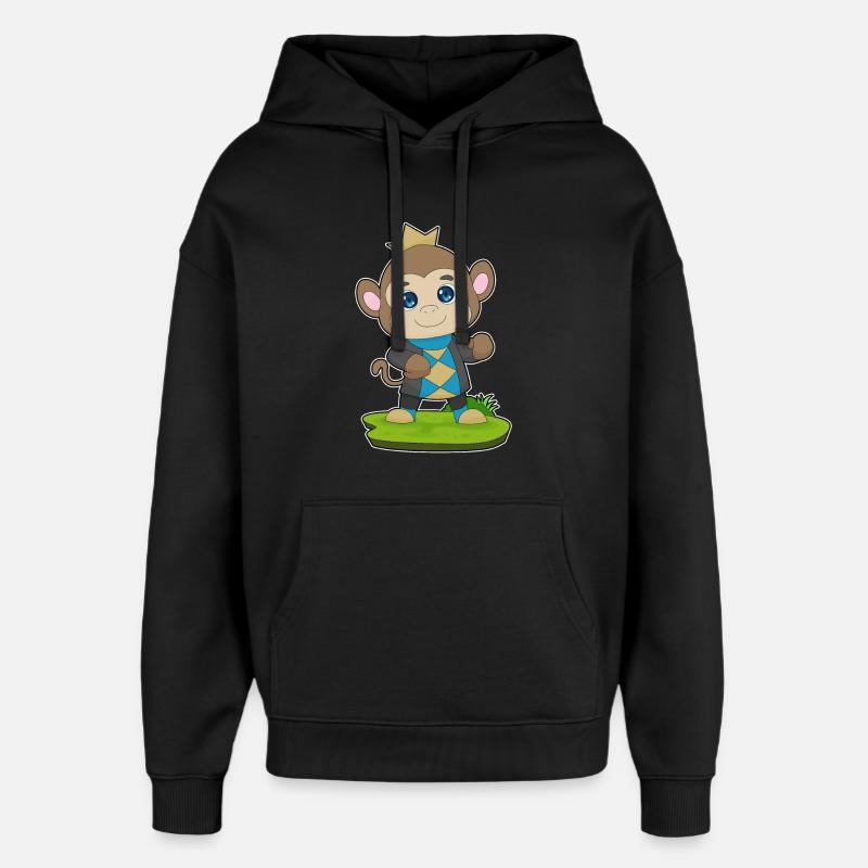 Affe Prinz Krone - Oversized Unisex Hoodie von Stanley/Stella - Schwarz