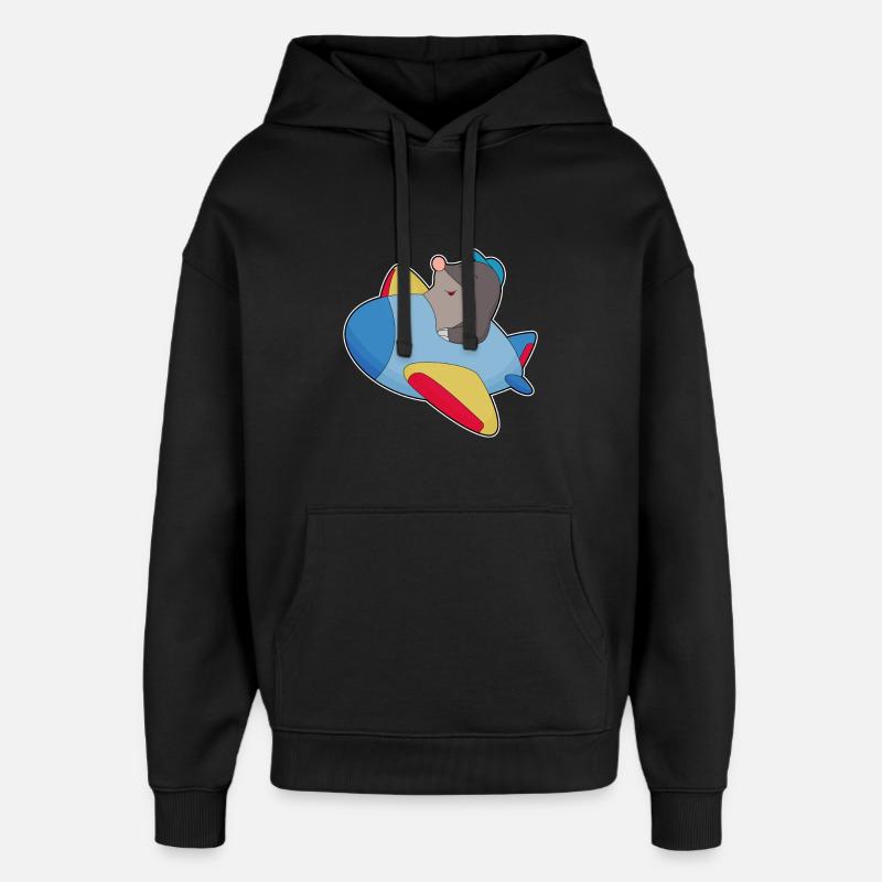 Maulwurf Pilot Flugzeug - Oversized Unisex Hoodie von Stanley/Stella - Schwarz