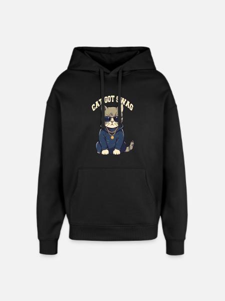 Got Swag Cat with Sunglasses - Oversized Unisex Hoodie by Stanley/Stella - black