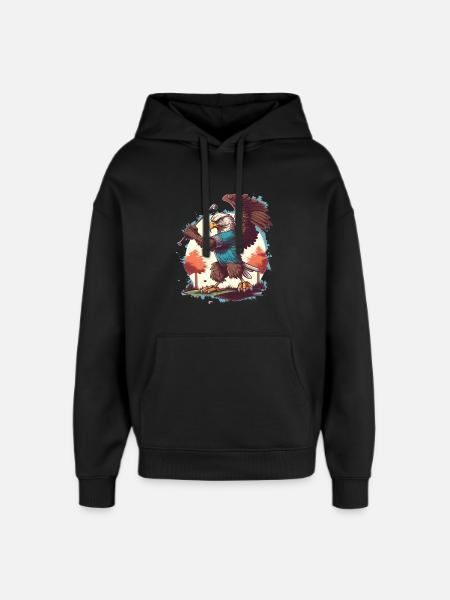 Eagle swings the golf club - Oversized Unisex Hoodie by Stanley/Stella - black