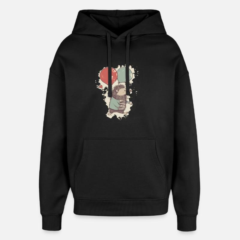 Igel mit Luftballons - Oversized Unisex Hoodie von Stanley/Stella - Schwarz