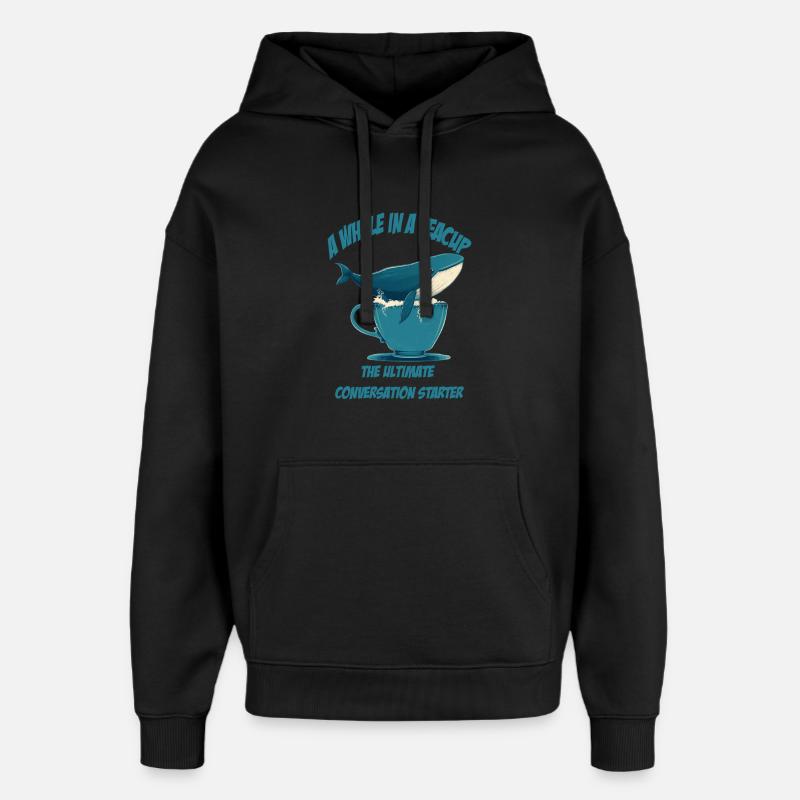 Wal in Teetasse conversation starter - Oversized Unisex Hoodie von Stanley/Stella - Schwarz