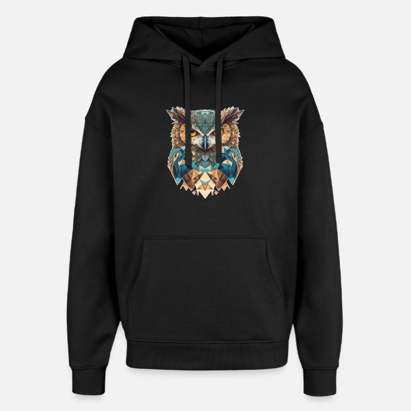 Tête de hibou géométrique - Sweat à capuche unisexe Stanley/Stella Oversized - noir