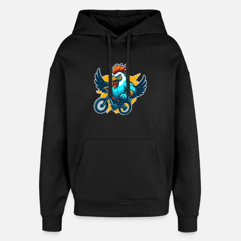 Coq avec vélo - Sweat à capuche unisexe Stanley/Stella Oversized - noir