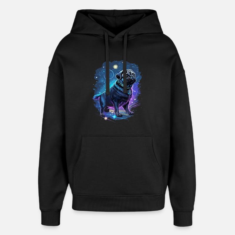 Chien carlin mythique - Sweat à capuche unisexe Stanley/Stella Oversized - noir