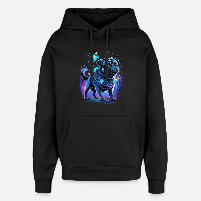 Chien carlin magique de minuit - Sweat à capuche unisexe Stanley/Stella Oversized - noir
