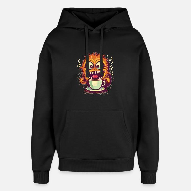 Monstre du café - Sweat à capuche unisexe Stanley/Stella Oversized - noir