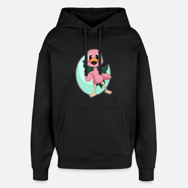 Œuf flamant rose - Sweat à capuche unisexe Stanley/Stella Oversized - noir
