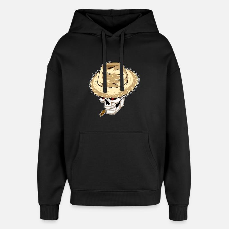 Skull Farmer Blé - Sweat à capuche unisexe Stanley/Stella Oversized - noir