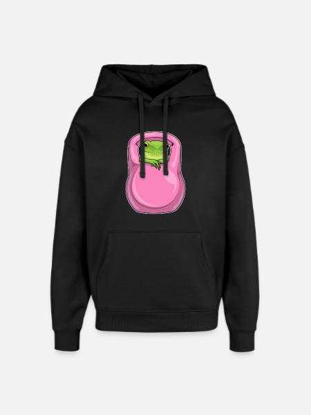 Frog Bodybuilder Dumbbell Bodybuilding - Oversized Unisex Hoodie by Stanley/Stella - black