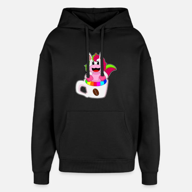Einhorn Kaffee Kaffeebecher - Oversized Unisex Hoodie von Stanley/Stella - Schwarz