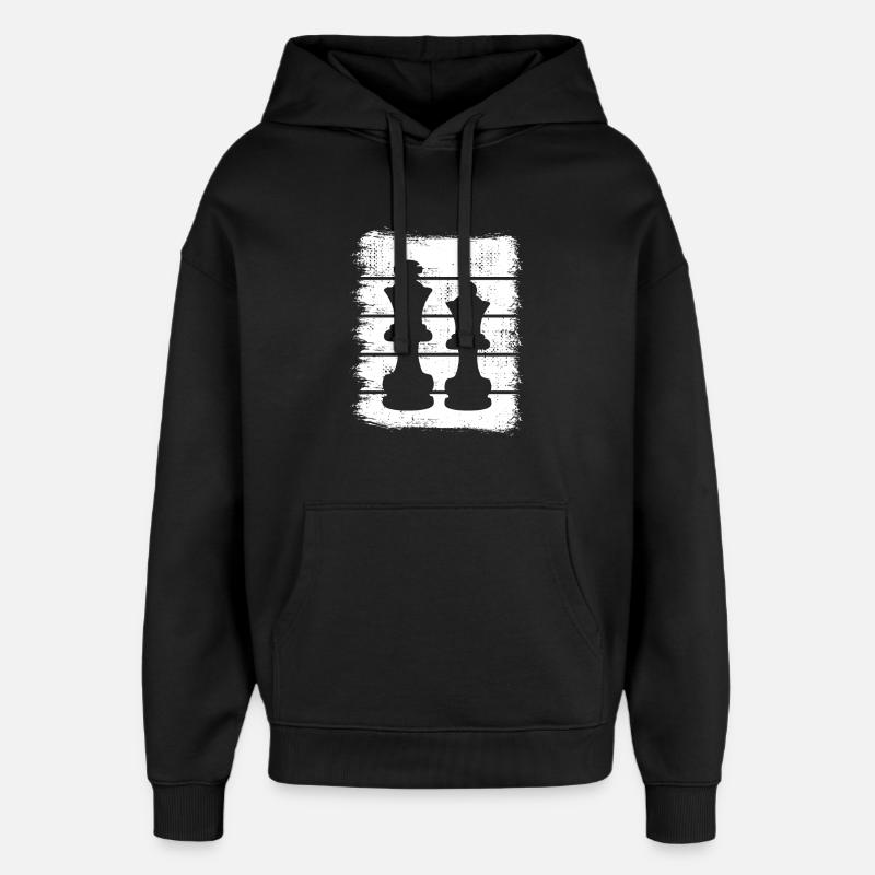 Dessin de pièces d’échecs - Sweat à capuche unisexe Stanley/Stella Oversized - noir