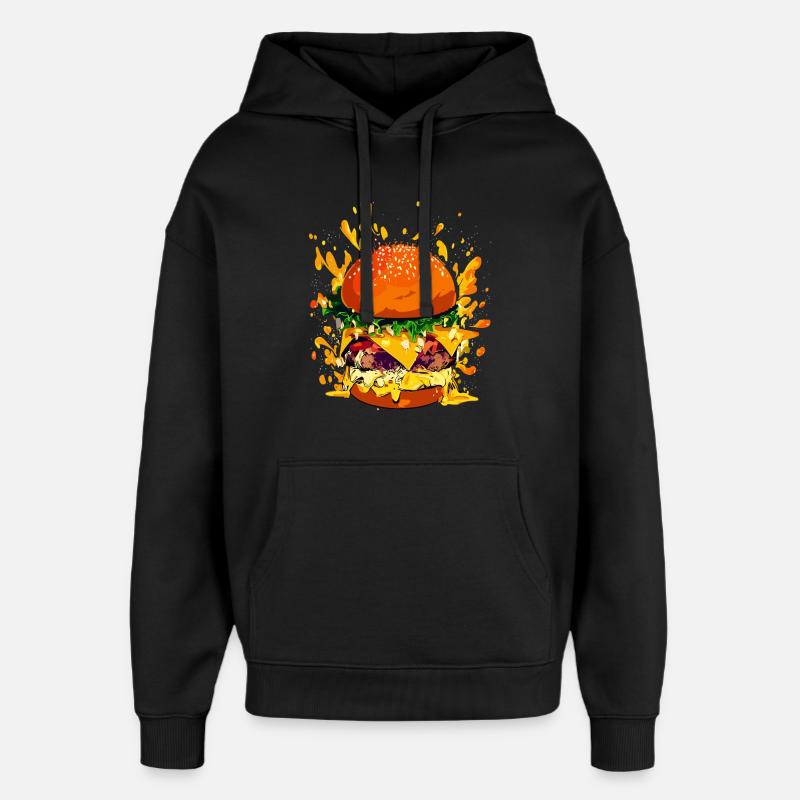 Extravaganter Cheeseburger mit Käse Splatter - Oversized Unisex Hoodie von Stanley/Stella - Schwarz