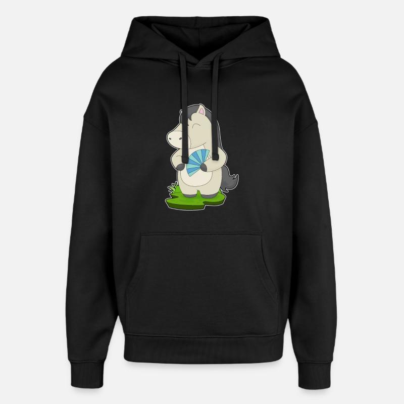 Pferd Handventilator - Oversized Unisex Hoodie von Stanley/Stella - Schwarz