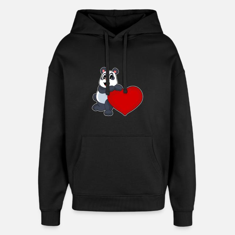 Cœur de panda - Sweat à capuche unisexe Stanley/Stella Oversized - noir