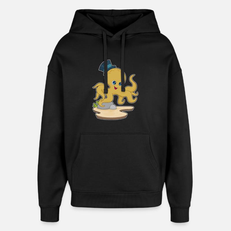 Chapeau de gentleman pieuvre - Sweat à capuche unisexe Stanley/Stella Oversized - noir