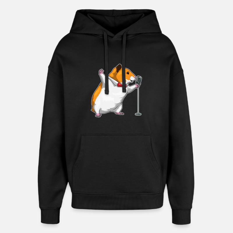 Hamster Singer Microphone Musique - Sweat à capuche unisexe Stanley/Stella Oversized - noir