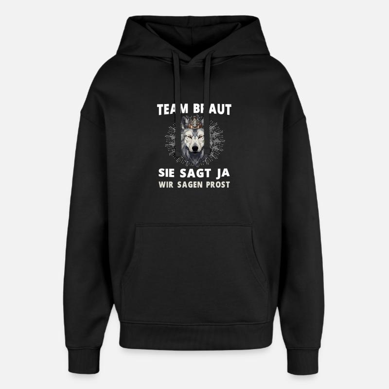 Hochzeit Junggesellenabschied Wolf Braut Bräutigam - Oversized Unisex Hoodie von Stanley/Stella - Schwarz