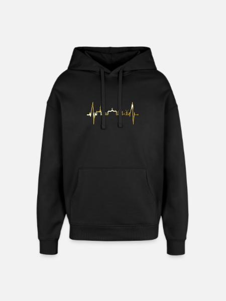 Amsterdam Skyline Netherlands Heartbeat Holland - Oversized Unisex Hoodie by Stanley/Stella - black
