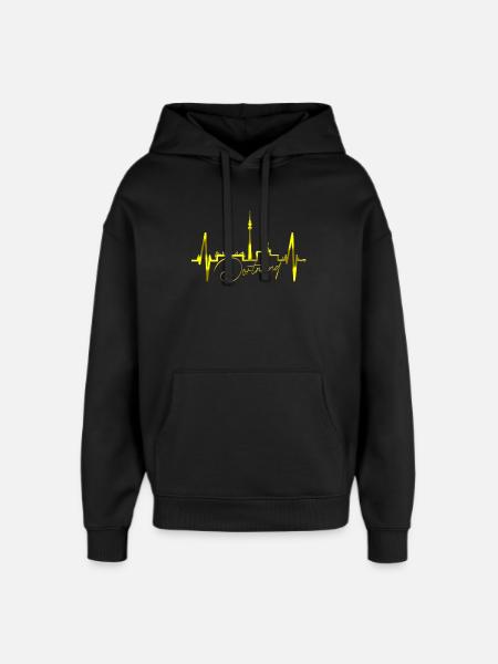 Dortmund Skyline Heartbeat Stadion Fan Dortmunder - Stanley/Stella Oversized Unisex Hoodie - zwart