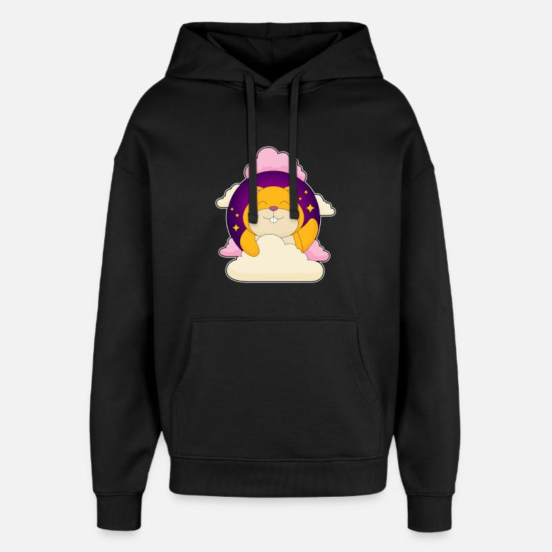 Hamster Clouds - Oversized Unisex Hoodie by Stanley/Stella - black