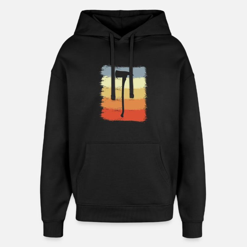 Dessin de hache de pompier - Sweat à capuche unisexe Stanley/Stella Oversized - noir