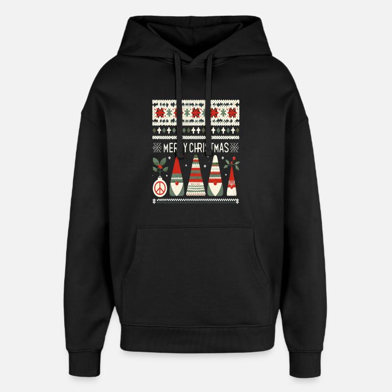 Christmas Gnomes Strickmuster - Oversized Unisex Hoodie von Stanley/Stella - Schwarz