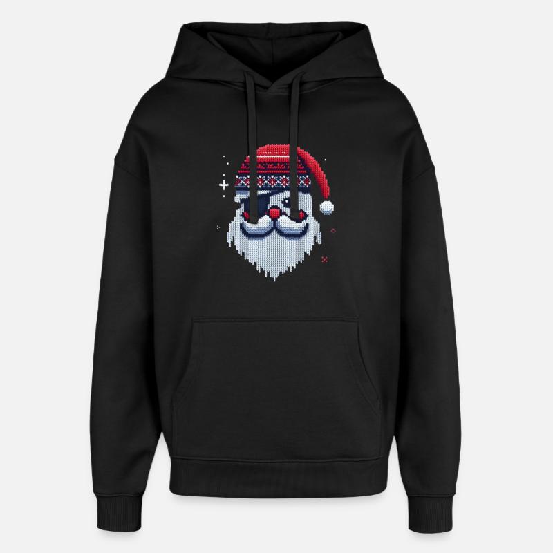 Weihnachtsmann Kawaii Strickmuster - Oversized Unisex Hoodie von Stanley/Stella - Schwarz