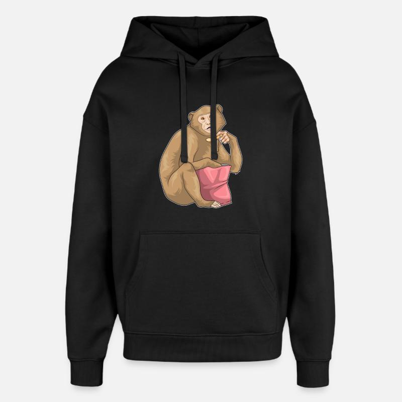 Affe Chips Chipstüte - Oversized Unisex Hoodie von Stanley/Stella - Schwarz