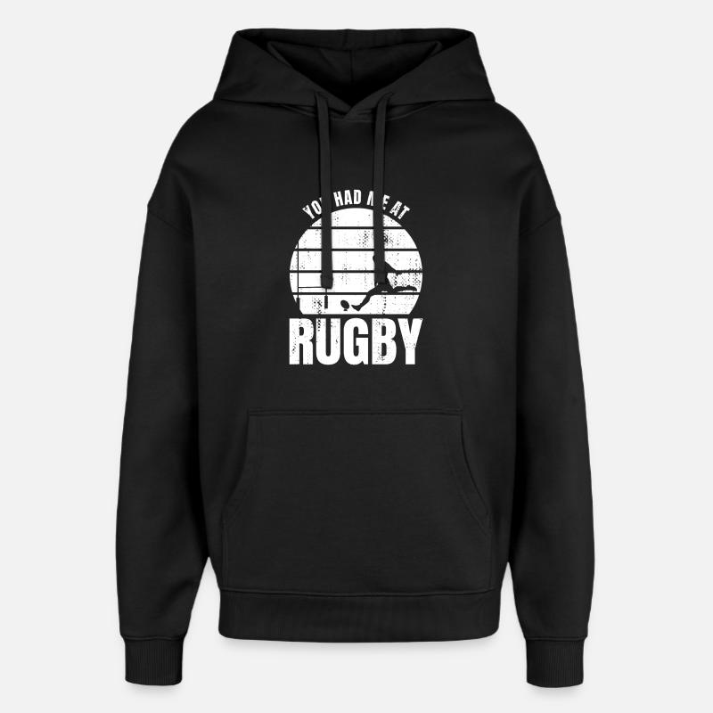 Tu m’as eu au rugby - Sweat à capuche unisexe Stanley/Stella Oversized - noir