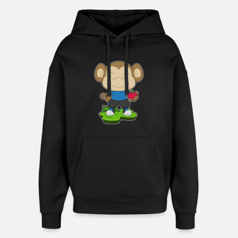 Monkey Apple - Oversized Unisex Hoodie by Stanley/Stella - black