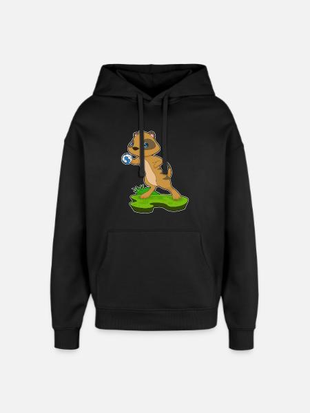 Meerkat Handball Player Handball - Oversized Unisex Hoodie by Stanley/Stella - black