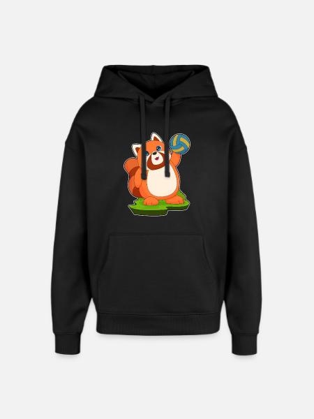 Red Panda Volleyball Player Volleyball - Oversized Unisex Hoodie by Stanley/Stella - black