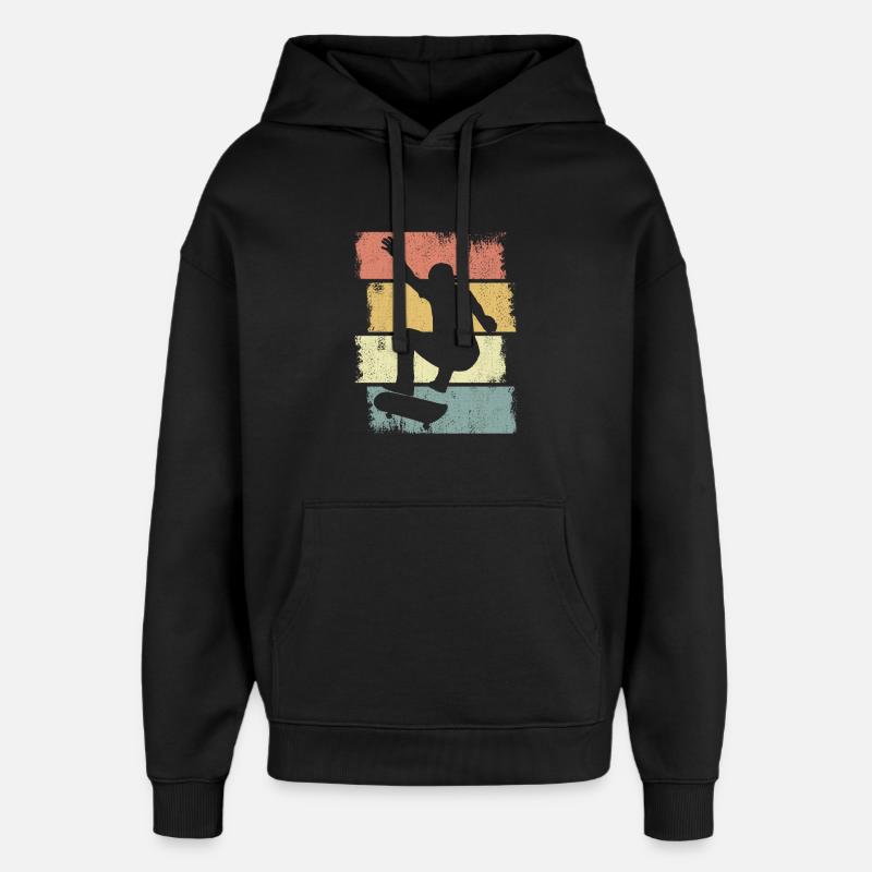Dessin de garçon de skateboard - Sweat à capuche unisexe Stanley/Stella Oversized - noir