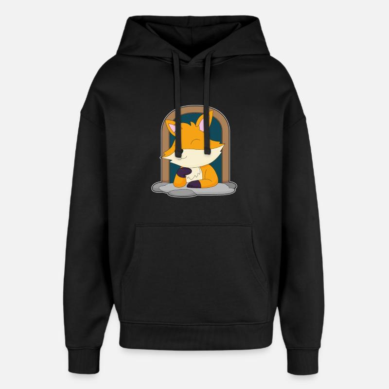 Cute Fox - Oversized Unisex Hoodie by Stanley/Stella - black
