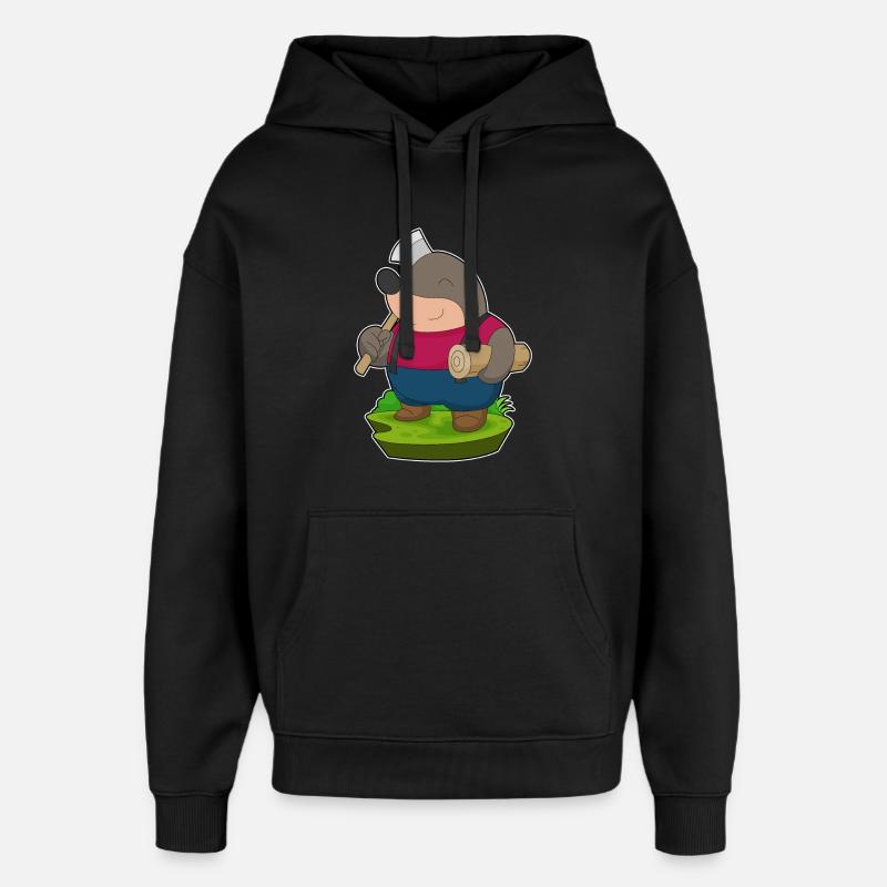 Mole Lumberjack Axe Forest - Oversized Unisex Hoodie by Stanley/Stella - black
