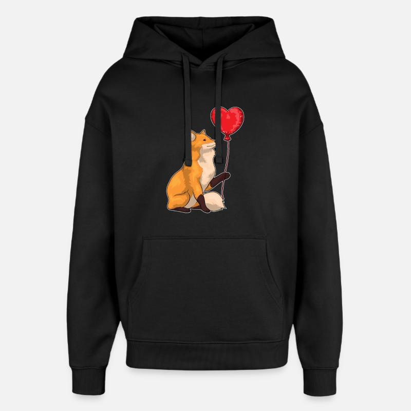 Ballon coeur de renard - Sweat à capuche unisexe Stanley/Stella Oversized - noir