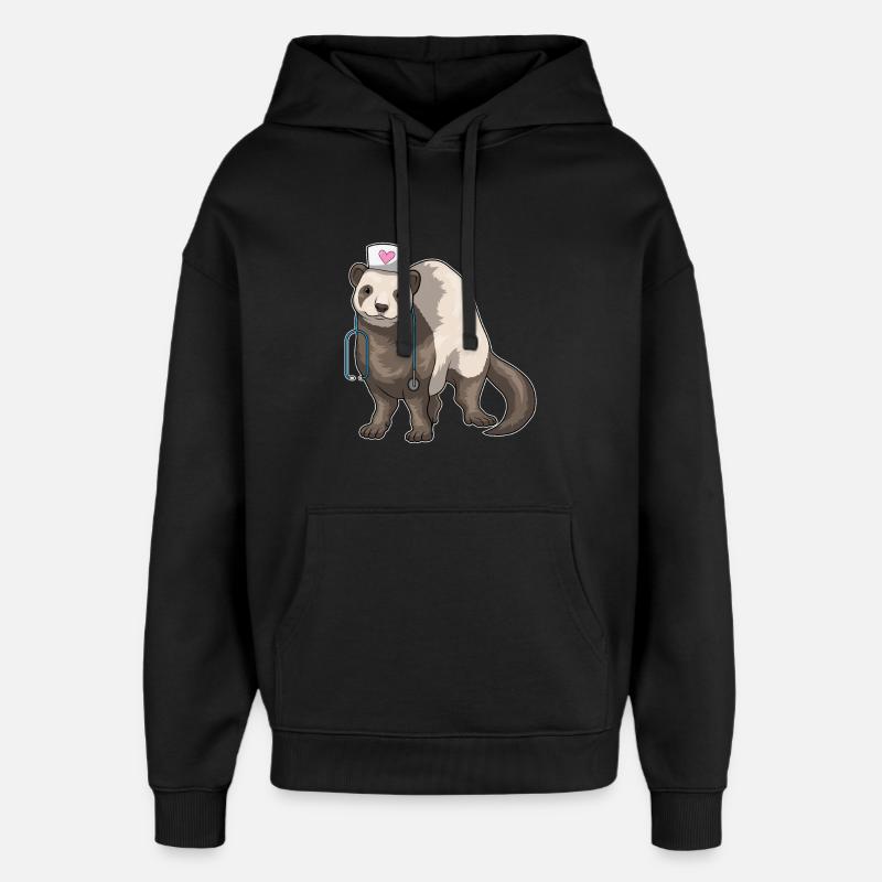 Stéthoscope d’infirmière furet - Sweat à capuche unisexe Stanley/Stella Oversized - noir
