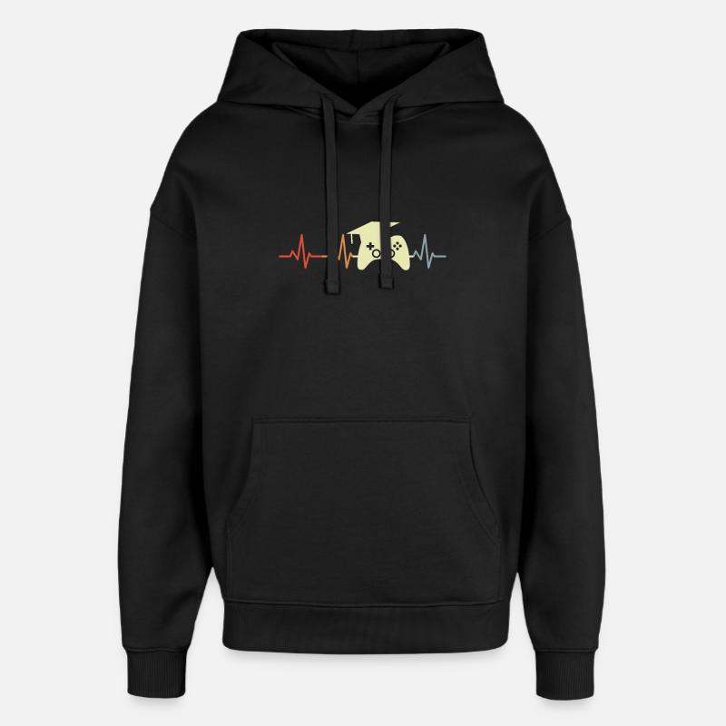 Programmeur de jeux Heartbeat - Sweat à capuche unisexe Stanley/Stella Oversized - noir