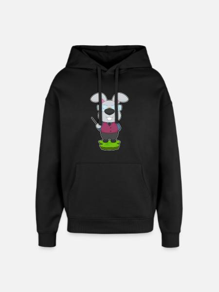 Bunny Teacher Pointing Stick School - Oversized Unisex Hoodie by Stanley/Stella - black