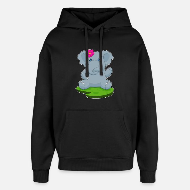 Elefant Blume - Oversized Unisex Hoodie von Stanley/Stella - Schwarz