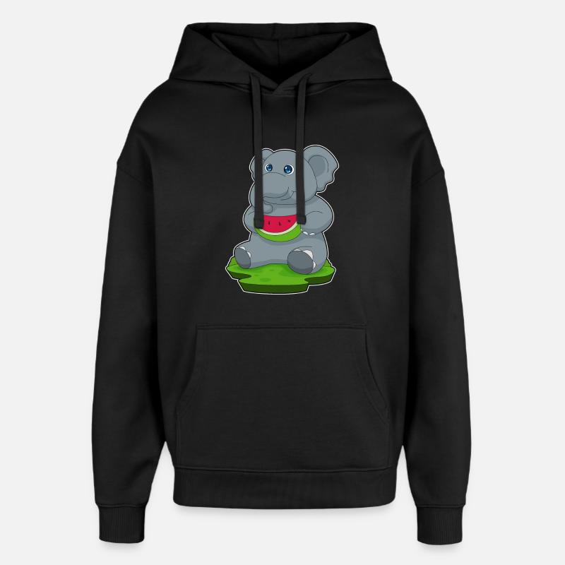 Elefant Wassermelone Frucht - Oversized Unisex Hoodie von Stanley/Stella - Schwarz