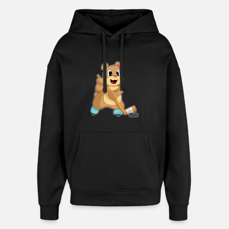 Bär Eishockey Eishockeyschläger - Oversized Unisex Hoodie von Stanley/Stella - Schwarz