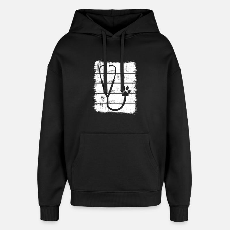 Croquis de stéthoscope - Sweat à capuche unisexe Stanley/Stella Oversized - noir