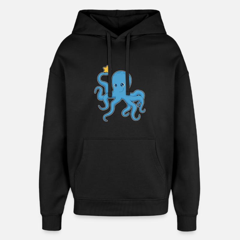 Krake Stern - Oversized Unisex Hoodie von Stanley/Stella - Schwarz