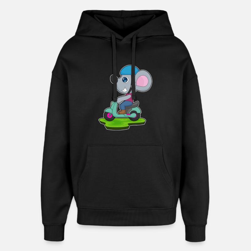 Maus Motorroller - Oversized Unisex Hoodie von Stanley/Stella - Schwarz