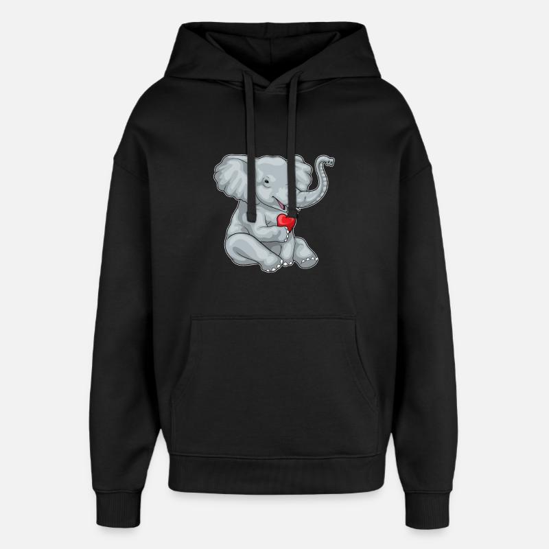Pomme éléphant - Sweat à capuche unisexe Stanley/Stella Oversized - noir
