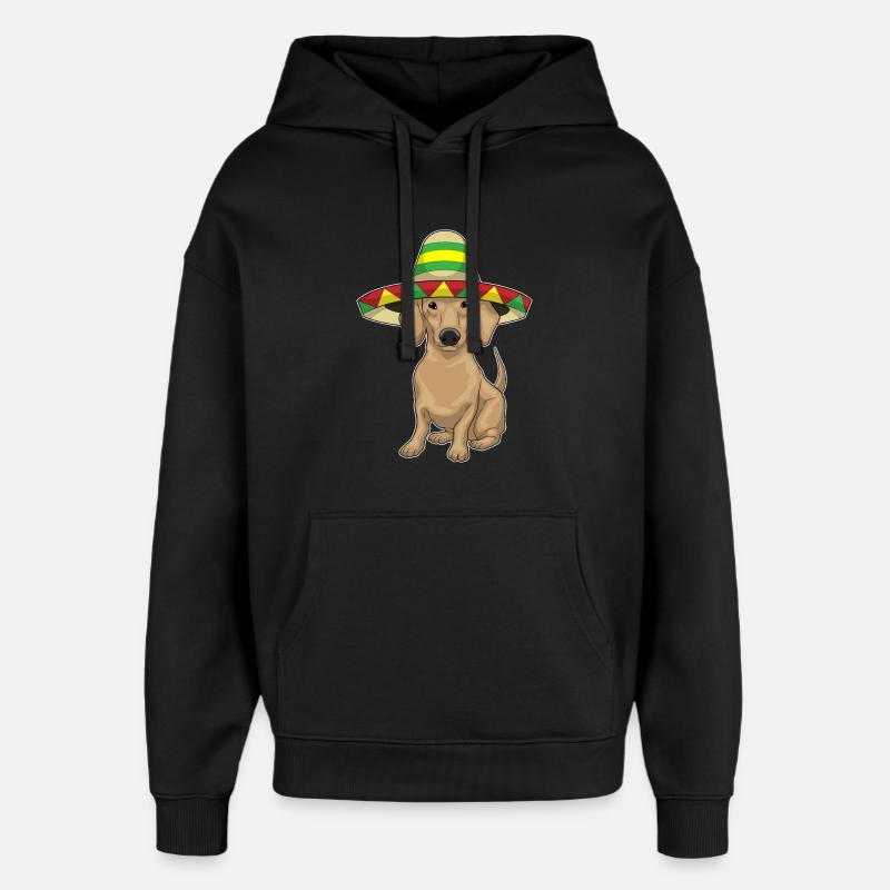 Teckel chapeau mexicain - Sweat à capuche unisexe Stanley/Stella Oversized - noir