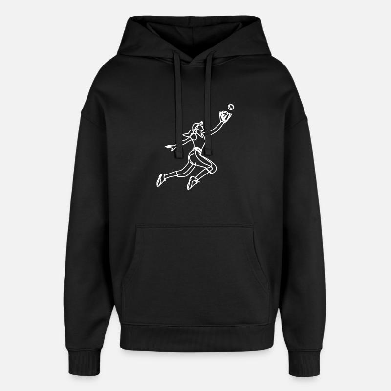 Female baseball player drawing - Oversized Unisex Hoodie by Stanley/Stella - black